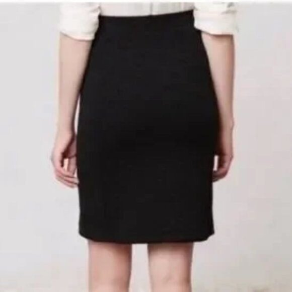 Moulinette Soeurs Black Embossed Floral Panel Pencil Skirt 6 Might Fit Like a 4 - Picture 3 of 13